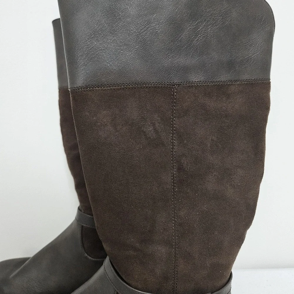 The Childrens Place Tall Boots Girls 5 Dark Brown Heart Buckle Riding Equestrian